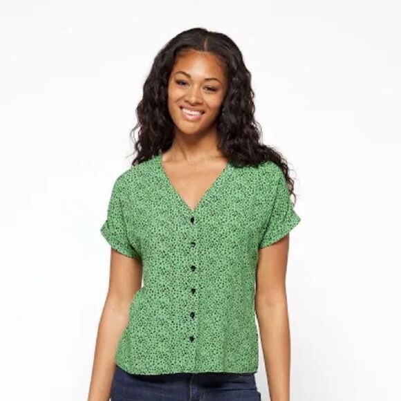 Whistles | Green Ink Leopard Button Front Top | new without tags | size 12 - Picture 1 of 7